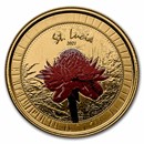 2021 St. Lucia 1 oz Gold Botanical Gardens (Colorized)