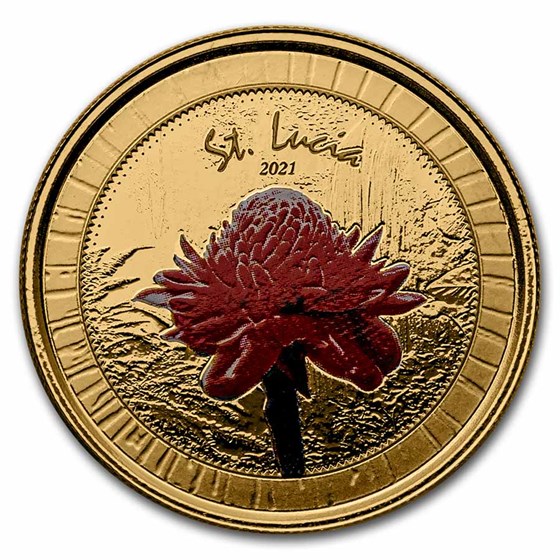 2021 St. Lucia 1 oz Gold Botanical Gardens (Colorized) 2021 St. Lucia 1 oz Gold Botanical Gardens (Colorized)