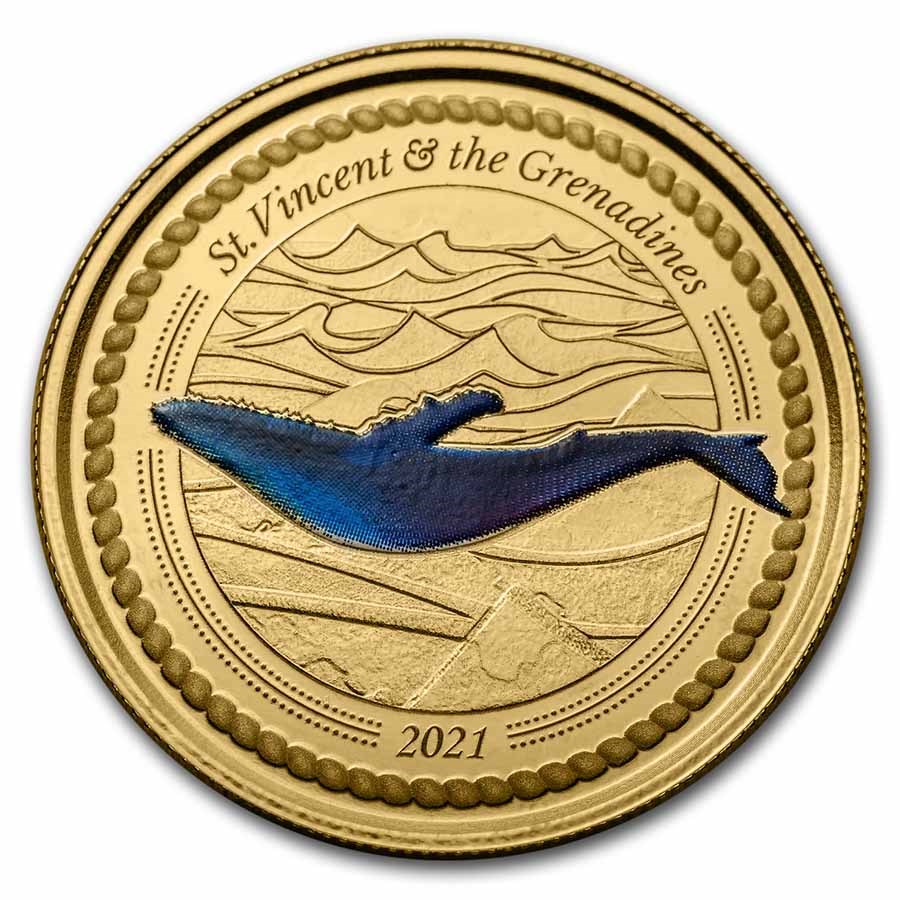 2021 St. Vincent & The Grenadines 1 oz Au Humpback Whale (Color)