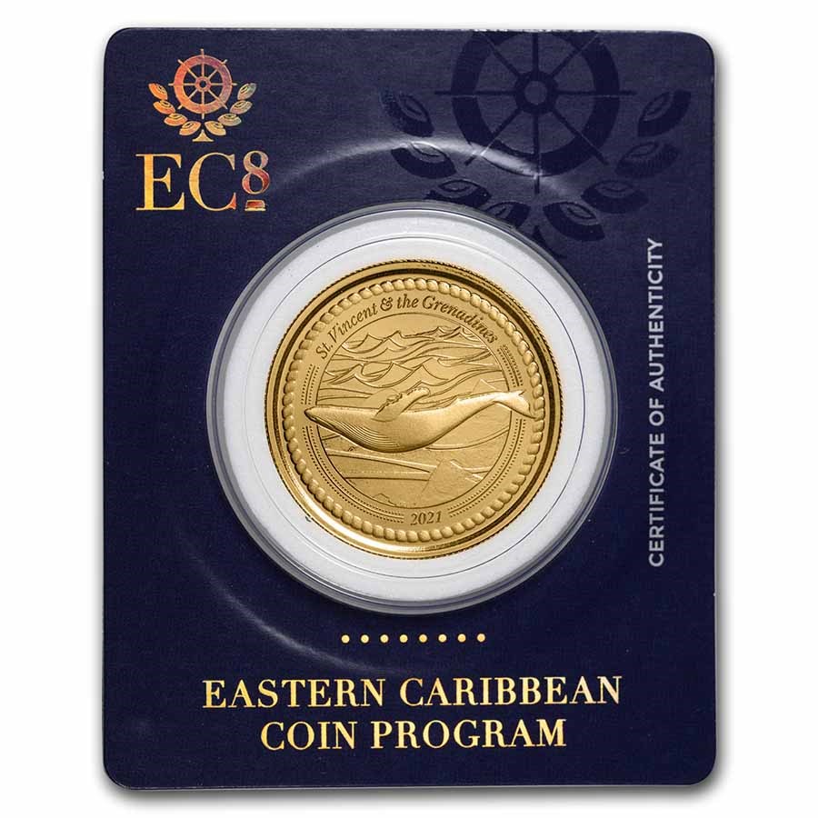 2021 St. Vincent & The Grenadines 1 oz Gold Humpback Whale BU