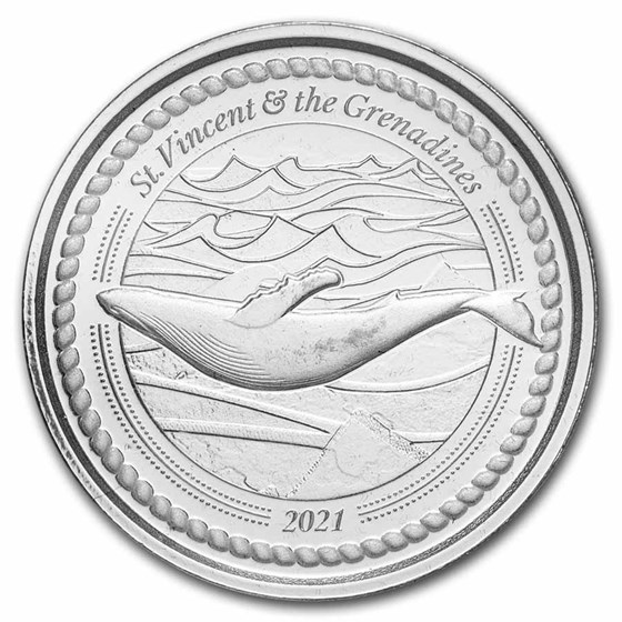 2021 St. Vincent & The Grenadines 1 oz Silver Humpback Whale BU