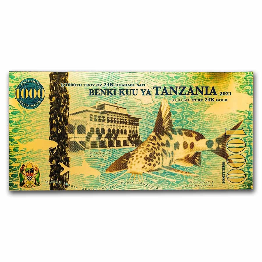 2021 Tanzania 1/1000 oz Gold Kigoma Station Foil Note (w/ COA)