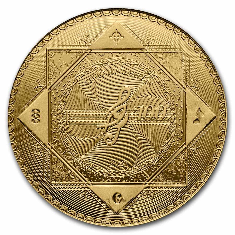 2021 Tokelau 1 oz Gold $100 Vivat Humanitas (Prooflike)