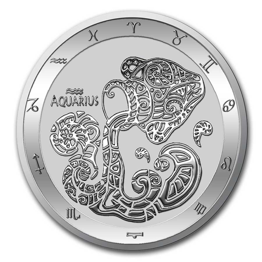 2021 Tokelau 1 oz Silver $5 Zodiac Series: Aquarius BU