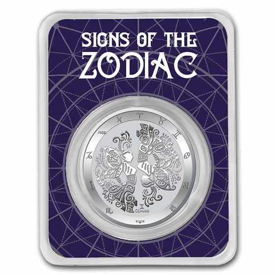 2021 Tokelau 1 oz Silver $5 Zodiac Series: Gemini BU (TEP) 2021 Tokelau 1 oz Silver $5 Zodiac Series: Gemini BU (TEP)