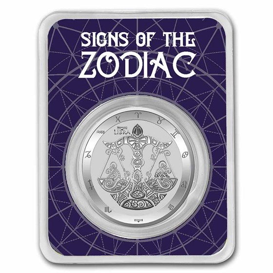 2021 Tokelau 1 oz Silver $5 Zodiac Series: Libra BU (TEP) 2021 Tokelau 1 oz Silver $5 Zodiac Series: Libra BU (TEP)