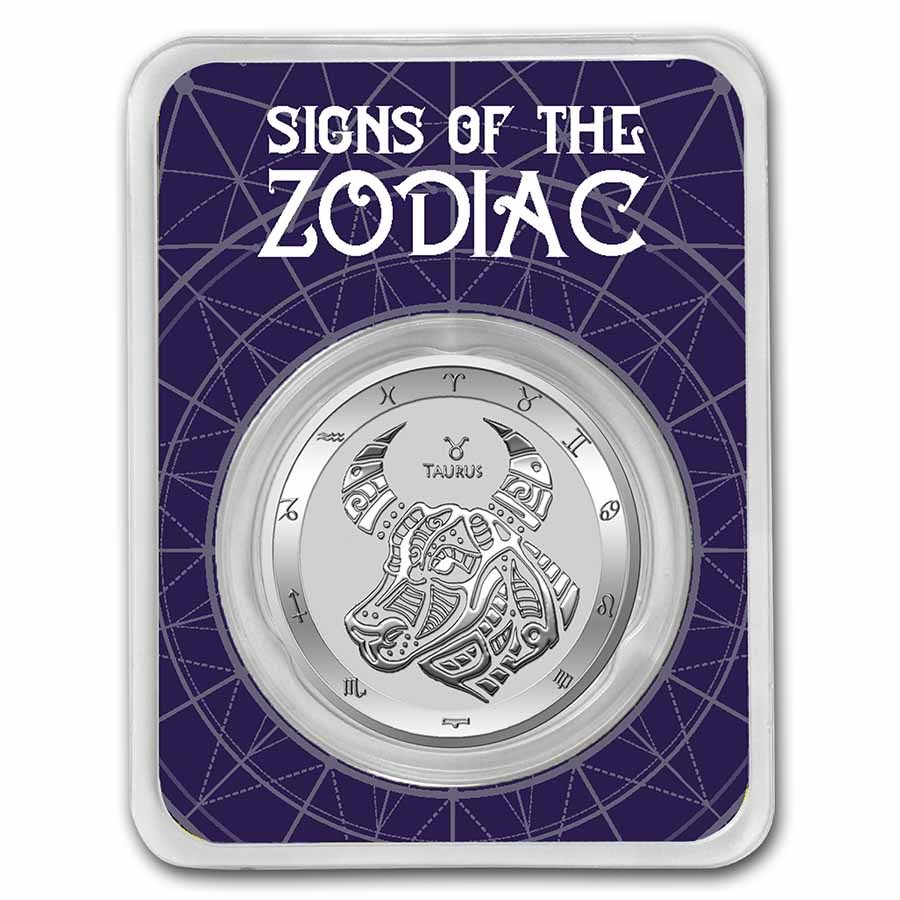 2021 Tokelau 1 oz Silver $5 Zodiac Series: Taurus BU (TEP)