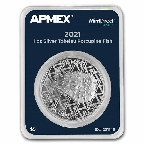 2021 Tokelau 1 oz Silver Porcupine Fish (MD® Premier Single) 2021 Tokelau 1 oz Silver Porcupine Fish (MD® Premier Single)