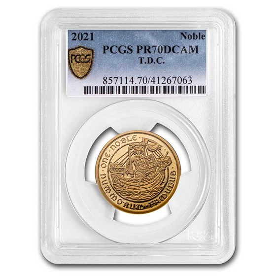 2021 Tristan Da Cunha 1 oz Gold Noble PR-70 PCGS 2021 Tristan Da Cunha 1 oz Gold Noble PR-70 PCGS