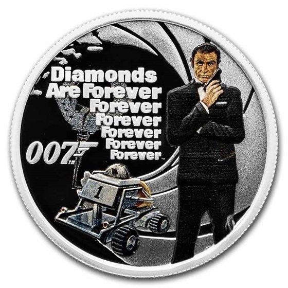 2021 Tuvalu 1/2 oz Silver 007 James Bond Diamonds are Forever