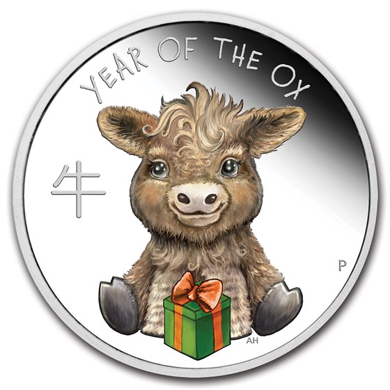 2021 Tuvalu 1/2 oz Silver Lunar Baby Ox Proof (Colorized) 2021 Tuvalu 1/2 oz Silver Lunar Baby Ox Proof (Colorized)