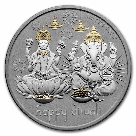 2021 Tuvalu 1 oz Silver $1 Diwali Medallion Proof