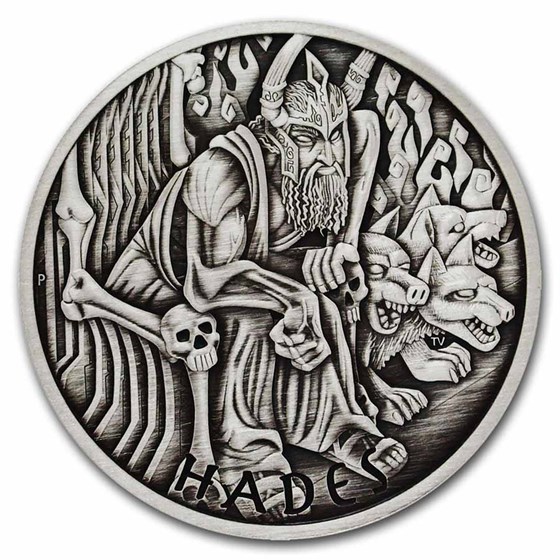 2021 Tuvalu 1 oz Silver Antiqued Gods of Olympus (Hades)