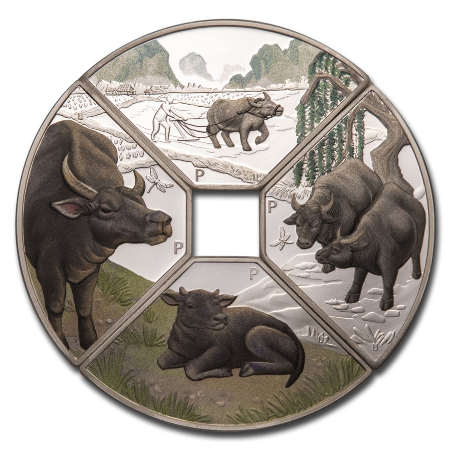 2021 Tuvalu 1 oz Silver Year of the Ox Quadrant Proof