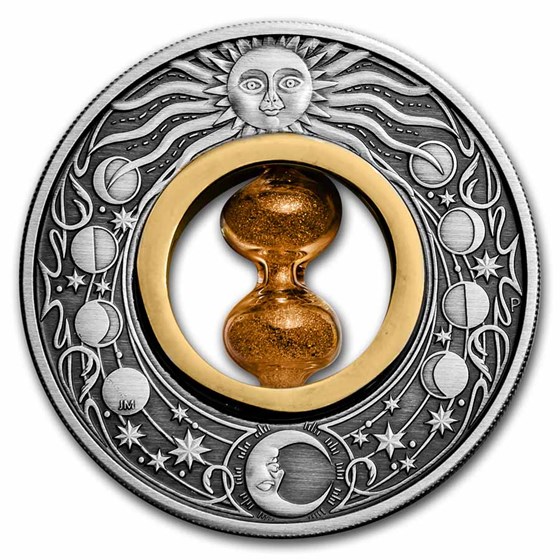 2021 Tuvalu 2 oz Silver Hourglass Antiqued 2021 Tuvalu 2 oz Silver Hourglass Antiqued