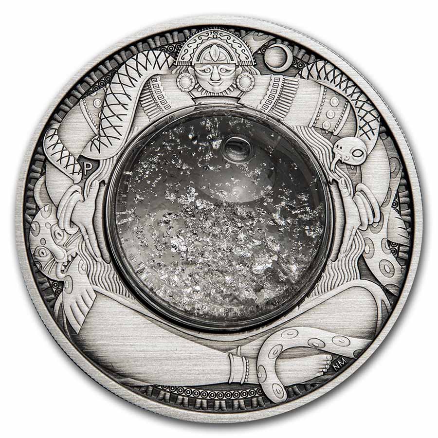 2021 Tuvalu Tears Of The Moon 2 oz Silver Antiqued