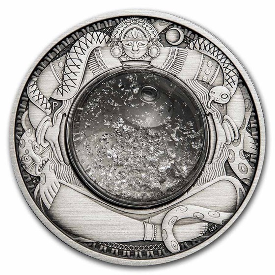 2021 Tuvalu 2 oz Silver Tears of the Moon Antiqued