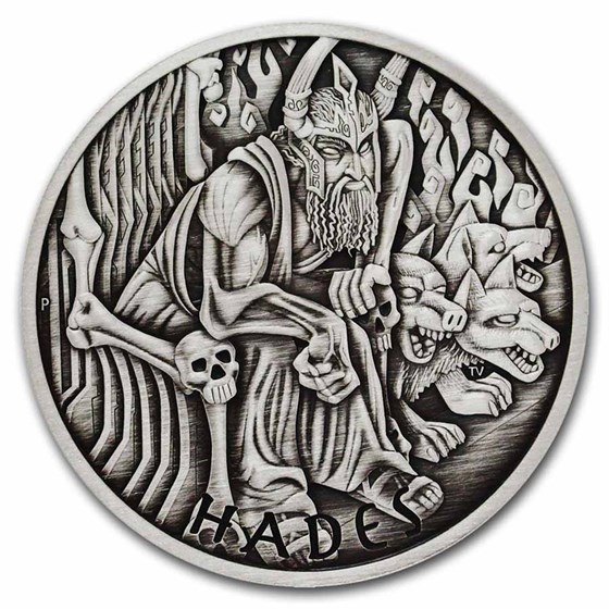 2021 Tuvalu 5 oz Silver Antiqued Gods of Olympus (Hades)