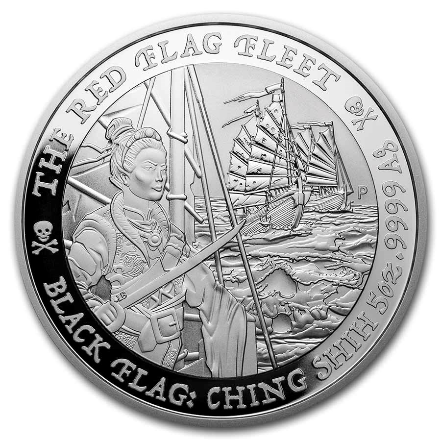 2021 Tuvalu 5 oz Silver Black Flag (The Red Flag Fleet)