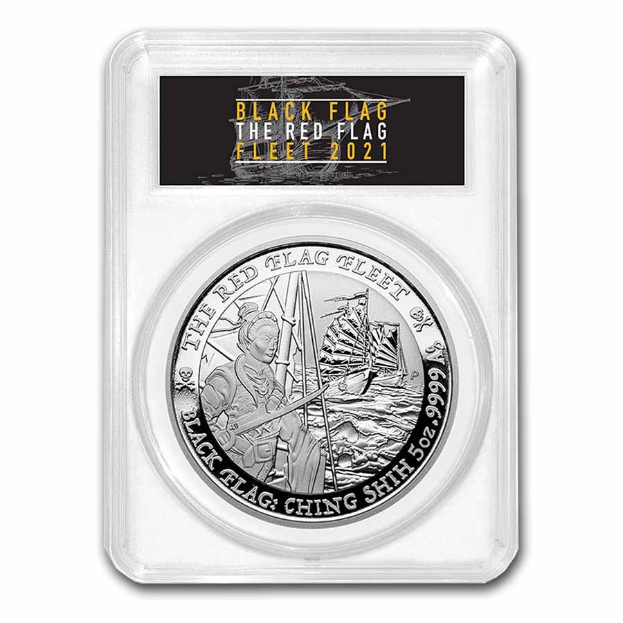2021 Tuvalu 5 oz Silver The Red Flag Fleet MS-70 PCGS (FS)