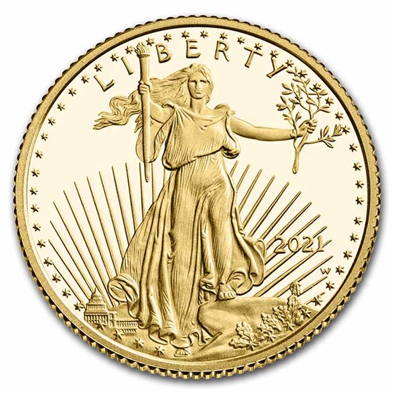 2021-W 1/10 oz Proof American Gold Eagle (Type 1) (w/Box & COA) 2021-W 1/10 oz Proof American Gold Eagle (Type 1) (w/Box & COA)
