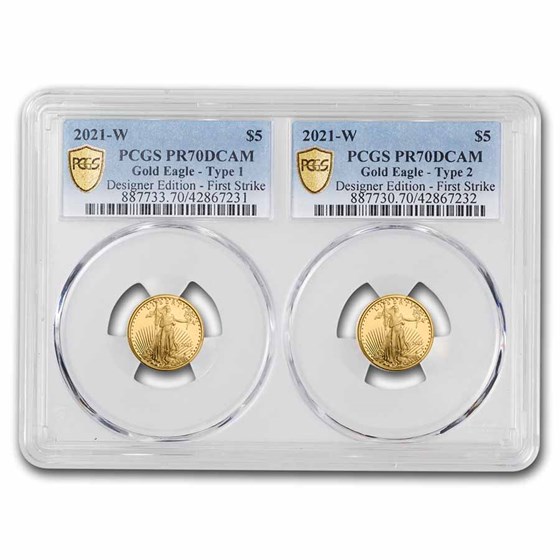 2021-W 1/10 oz Proof Gold Eagle Designer Set PR-70 PCGS (FS) 2021-W 1/10 oz Proof Gold Eagle Designer Set PR-70 PCGS (FS)