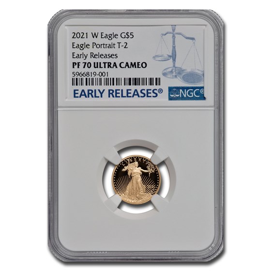 2021-W 1/10 oz Proof Gold Eagle T2 PF-70 UCAM NGC (ER) 2021-W 1/10 oz Proof Gold Eagle T2 PF-70 UCAM NGC (ER)
