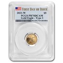 2021-W 1/10 oz Proof Gold Eagle (Type 1) PR-70 PCGS (FDI)