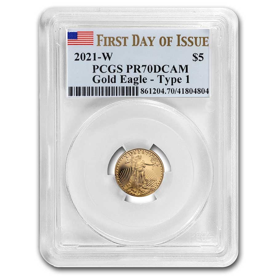2021-W 1/10 oz Proof Gold Eagle (Type 1) PR-70 PCGS (FDI)