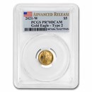 2021-W 1/10 oz Proof Gold Eagle (Type 2) PR-70 PCGS (AR) 2021-W 1/10 oz Proof Gold Eagle (Type 2) PR-70 PCGS (AR)