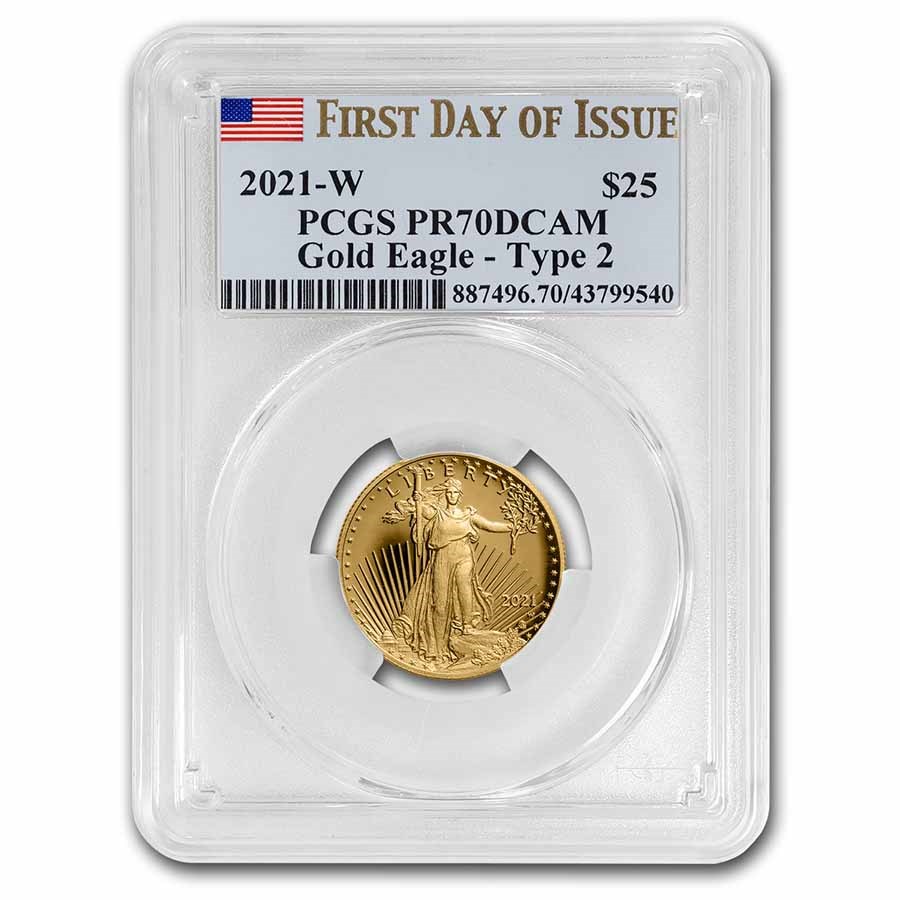 2021-W 1/2 oz Proof Gold Eagle (Type 2) PR-70 PCGS (FDI)