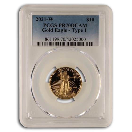 2021-W 1/4 oz Proof Gold Eagle (Type 1) PR-70 PCGS