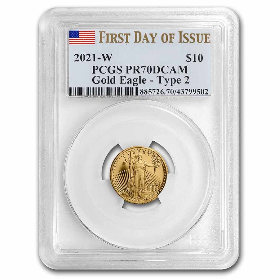 2021-W 1/4 oz Proof Gold Eagle (Type 2) PR-70 PCGS (FDI)