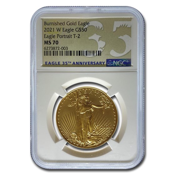 2021-W 1 oz Burnished Gold Eagle Type 2 MS-70 NGC 2021-W 1 oz Burnished Gold Eagle Type 2 MS-70 NGC