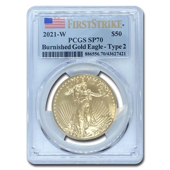 2021-W 1 oz Burnished Gold Eagle Type 2 SP-70 PCGS (First Strike) 2021-W 1 oz Burnished Gold Eagle Type 2 SP-70 PCGS (First Strike)