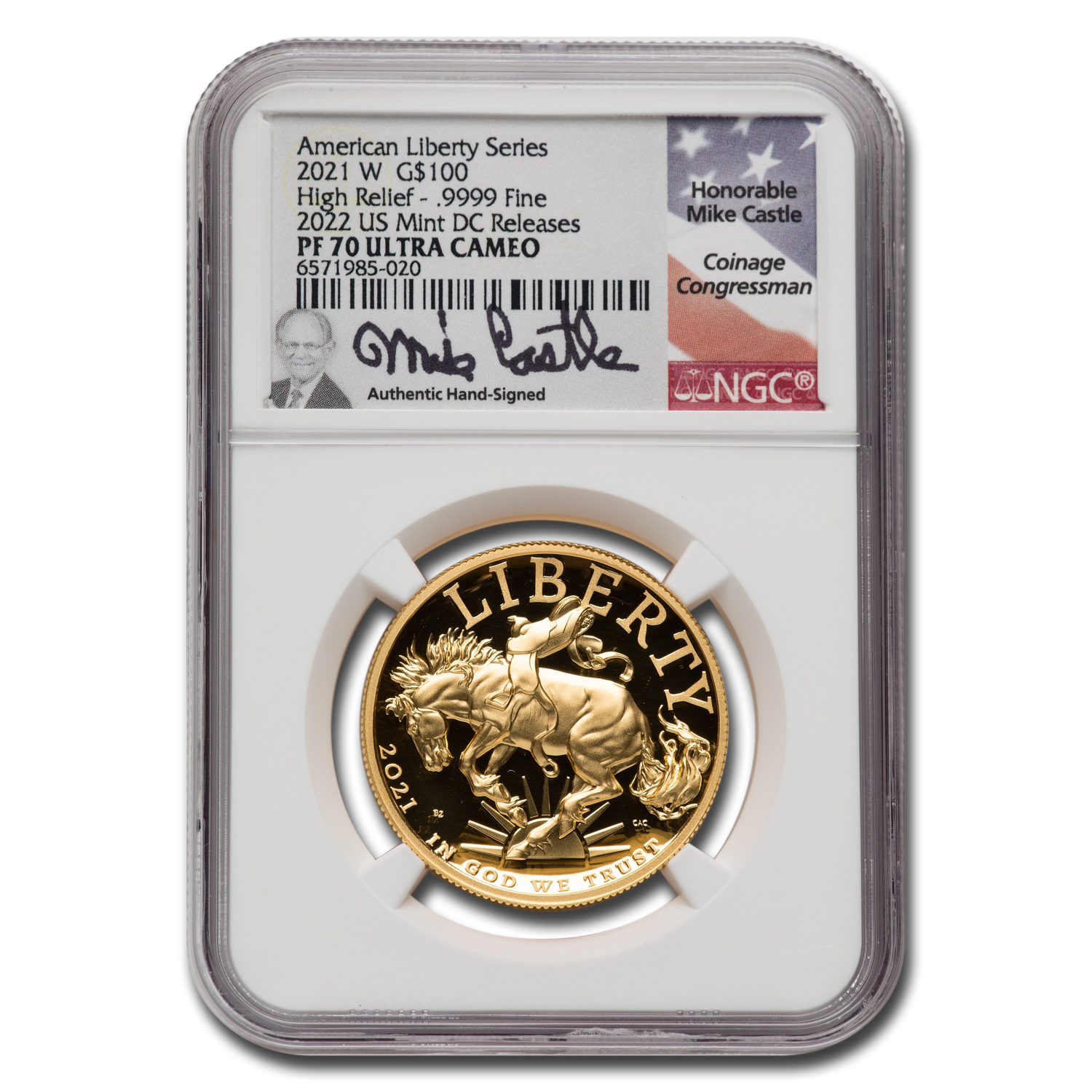 Buy 2021-W 1 oz HR American Liberty Gold PF-70 NGC (Castle Signed