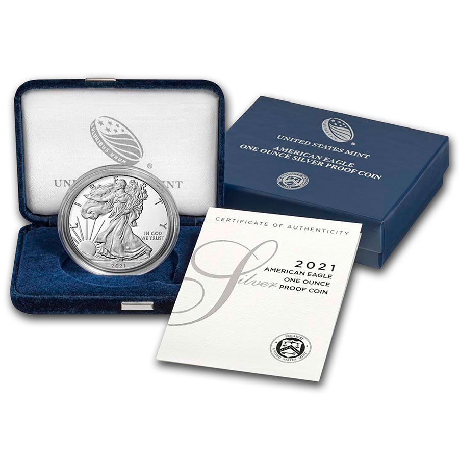 1986 Silver 1oz American Eagle $1 Silver Proof US Eagle Coin with Box & Cert 