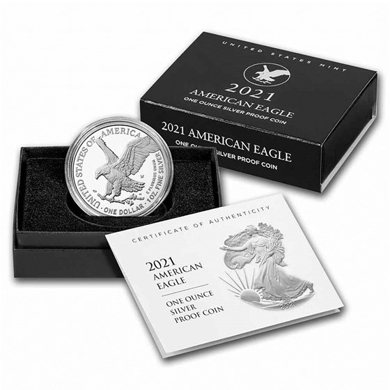 2021-W 1 oz Proof American Silver Eagle (Type 2) (w/Box & COA)