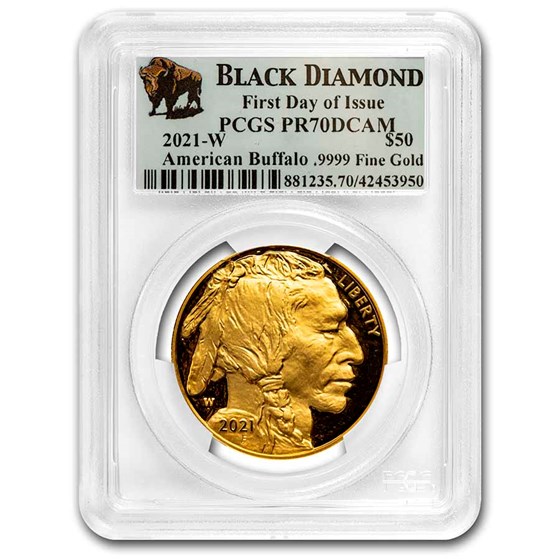2021-W 1 oz Proof Gold Buffalo PR-70 PCGS (FDI, Black Diamond) 2021-W 1 oz Proof Gold Buffalo PR-70 PCGS (FDI, Black Diamond)