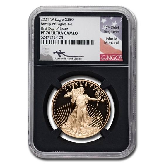 2021-W 1 oz Proof Gold Eagle (Type 1) PF-70 NGC (FDI, Mercanti) 2021-W 1 oz Proof Gold Eagle (Type 1) PF-70 NGC (FDI, Mercanti)