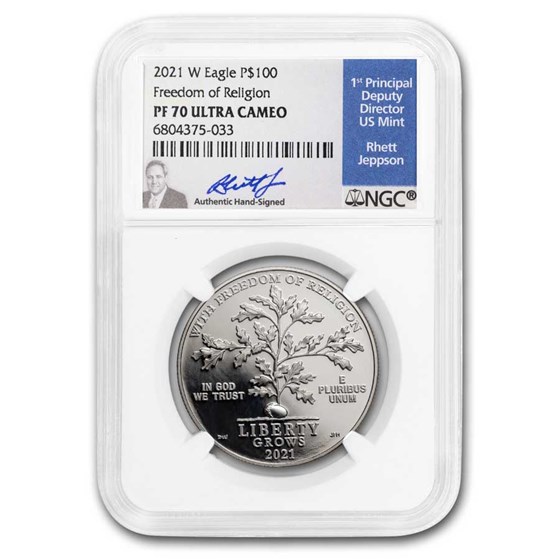 2021-W 1 oz Proof Platinum Eagle PF-70 UCAM NGC (Jeppson Signed) 2021-W 1 oz Proof Platinum Eagle PF-70 UCAM NGC (Jeppson Signed)