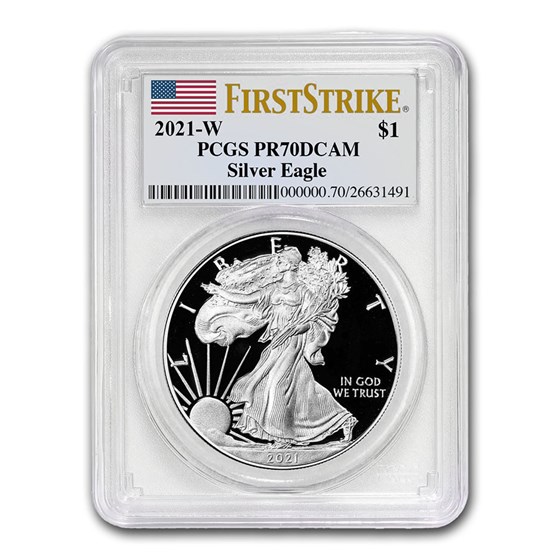 2021-W American Silver Eagle (Type 1) PR-70 PCGS (FirstStrike®) 2021-W American Silver Eagle (Type 1) PR-70 PCGS (FirstStrike®)