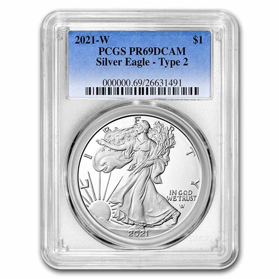 2021-W American Silver Eagle (Type 2) PR-69 PCGS 2021-W American Silver Eagle (Type 2) PR-69 PCGS