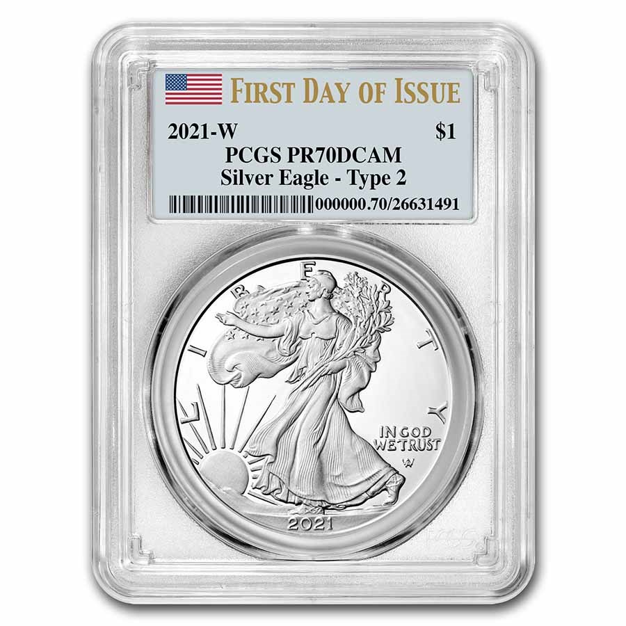 2021-W American Silver Eagle (Type 2) PR-70 PCGS (FDI)