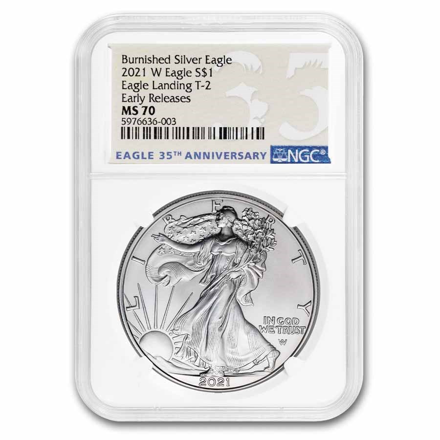 2021-W Burnished American Silver Eagle (Type 2) MS-70 NGC
