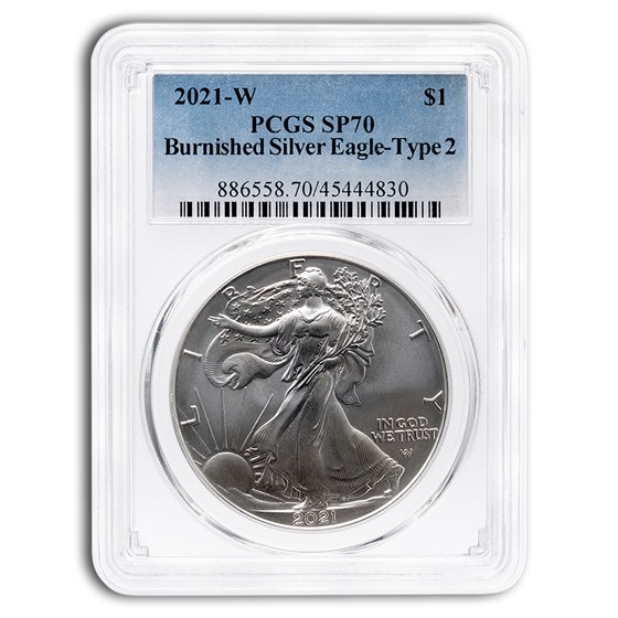 2021-W Burnished American Silver Eagle (Type 2) SP-70 PCGS 2021-W Burnished American Silver Eagle (Type 2) SP-70 PCGS