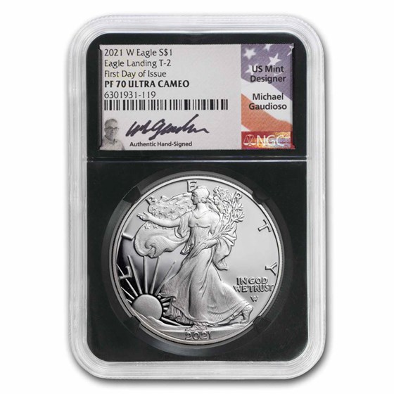 2021-W Proof American Silver Eagle (T2) PF-70 NGC (FDI, Gaudioso)