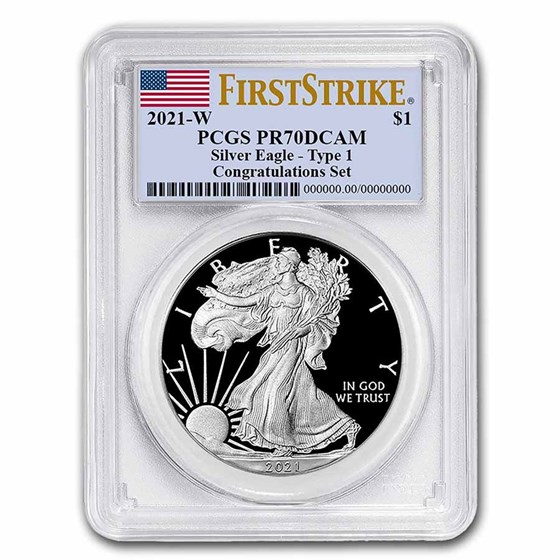 2021-W Silver Eagle PR-70 PCGS (Congratulations Set, FS) 2021-W Silver Eagle PR-70 PCGS (Congratulations Set, FS)