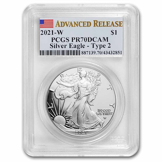 2021-W Silver Eagle PR-70 PCGS (Type 2) (Advanced Release) 2021-W Silver Eagle PR-70 PCGS (Type 2) (Advanced Release)
