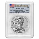 2021-W Silver Eagle (T1) Rev Proof PR-70 PCGS (FS®, Designer)